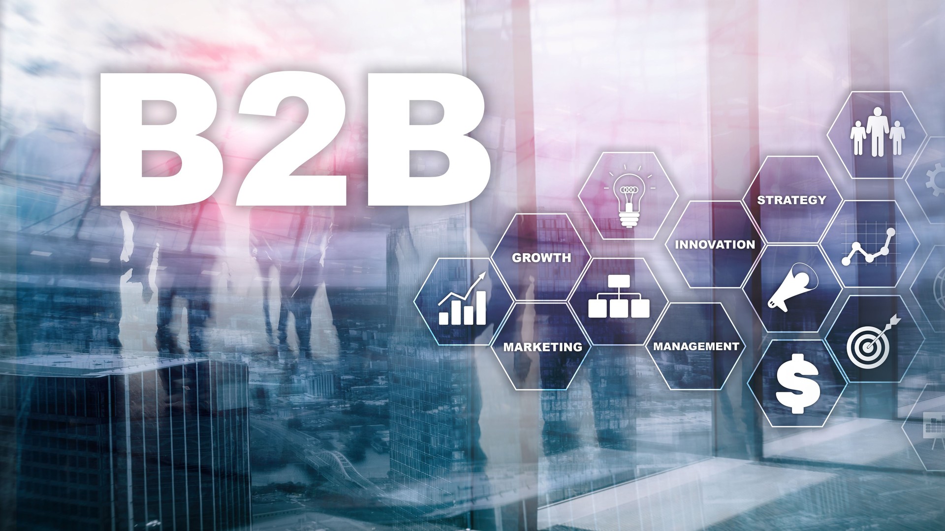 Business to business B2B - Technology future. Business model. Financial technology and communication concept. Business to business B2B - Technology future. Business model. Financial technology and communication concept.